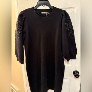 ESQUALO Black Dress with Eyelet Sleeves